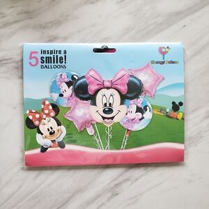 Disney Minnie Mouse 5 Pink Stars Balloons Birthday NWT